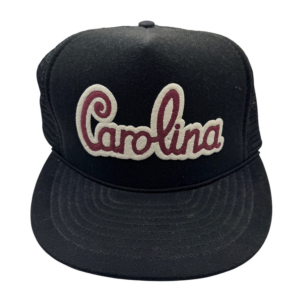 Vintage Carolina Script Trucker Snapback Hat Black Mesh Cap Wm Tell